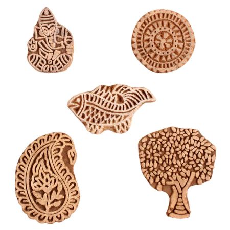 Set of 5 Piece New Mix Wooden Printing Block